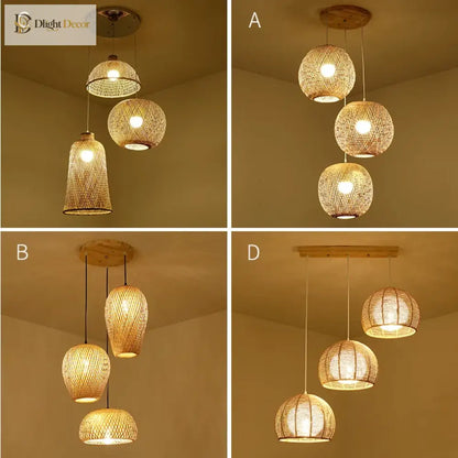 Set Modern Rattan Pendant Light | Dining Room Lighting