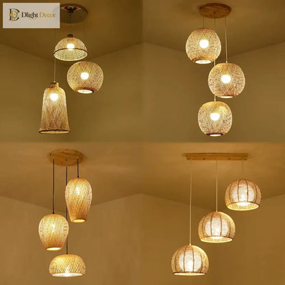 Set Modern Rattan Pendant Light | Dining Room Lighting