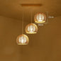 Set of 3 Modern Hand-Knitted Bamboo Rattan Pendant Lights - Weaving Elegance for Your Home