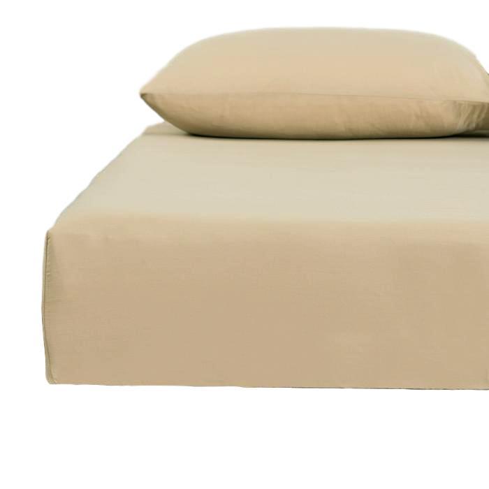 DaDa Bedding Poplin Cotton Tan Beige Fitted Sheet and Pillowcase (JHW-546)