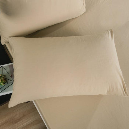 DaDa Bedding Poplin Cotton Tan Beige Fitted Sheet and Pillowcase (JHW-546)
