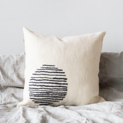 Slatted Circle Hand-Felted Merino Wool Throw Pillow