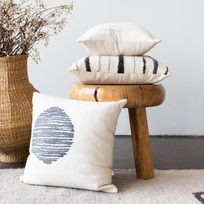 Slatted Circle Hand-Felted Merino Wool Throw Pillow