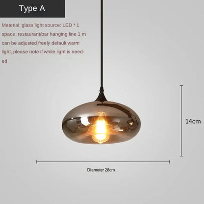 Smoky Grey LED Pendant Lights - Nordic Glass Chandelier for Dining, Living Room, Kitchen, and Bar