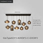 Smoky Grey LED Pendant Lights - Nordic Glass Chandelier for Dining, Living Room, Kitchen, and Bar