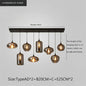 Smoky Grey LED Pendant Lights - Nordic Glass Chandelier for Dining, Living Room, Kitchen, and Bar