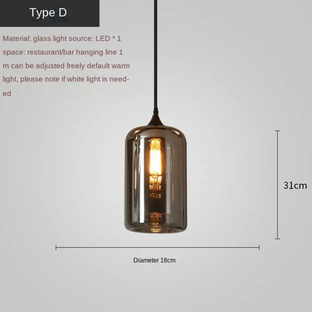 Smoky Grey LED Pendant Lights - Nordic Glass Chandelier for Dining, Living Room, Kitchen, and Bar