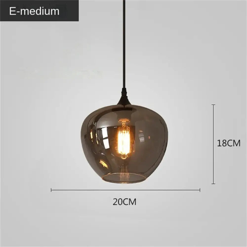 Smoky Grey LED Pendant Lights - Nordic Glass Chandelier for Dining, Living Room, Kitchen, and Bar