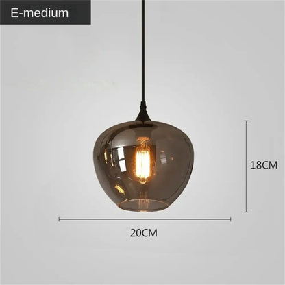 Smoky Grey LED Pendant Lights - Nordic Glass Chandelier for Dining, Living Room, Kitchen, and Bar