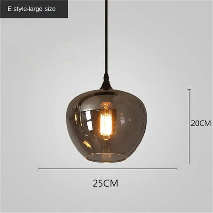Smoky Grey LED Pendant Lights - Nordic Glass Chandelier for Dining, Living Room, Kitchen, and Bar