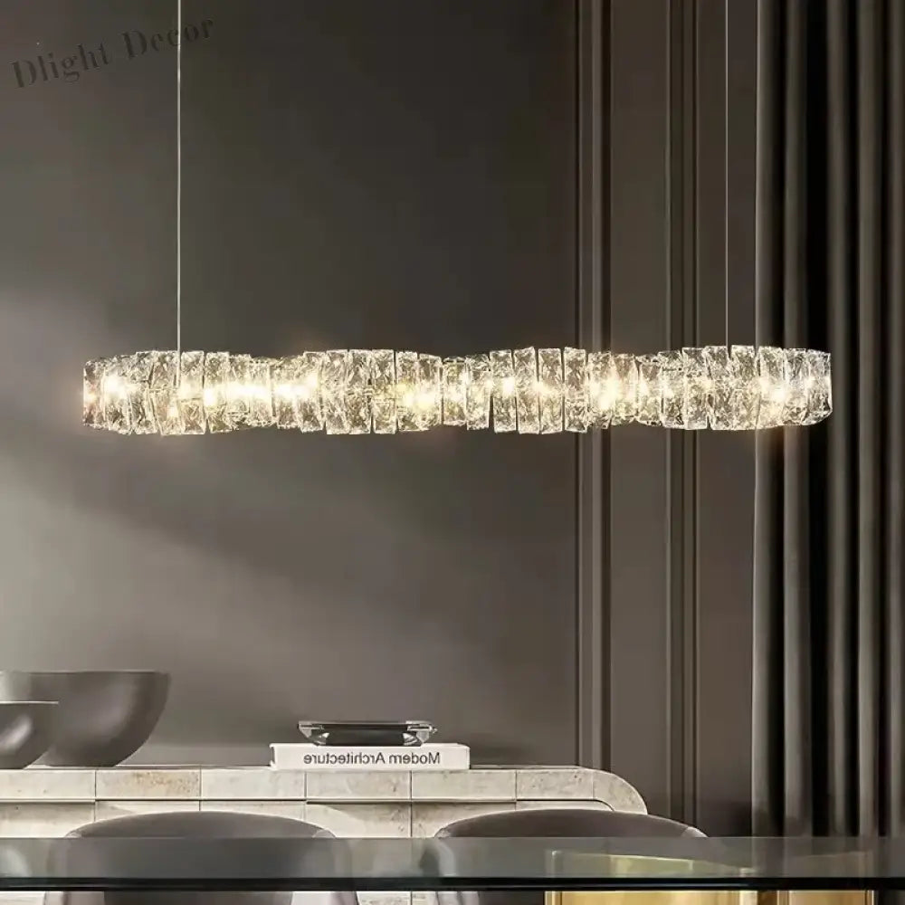 Sophisticated Crystal LED Pendant Lights - Dimmable, Ideal for Living and Dining Rooms - Luxurious Ring Design
