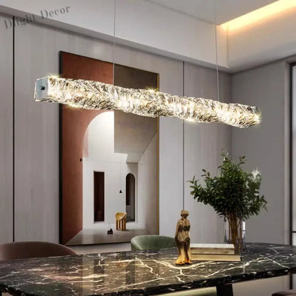Sophisticated Crystal LED Pendant Lights - Dimmable, Ideal for Living and Dining Rooms - Luxurious Ring Design