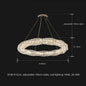 Sophisticated Crystal LED Pendant Lights - Dimmable, Ideal for Living and Dining Rooms - Luxurious Ring Design