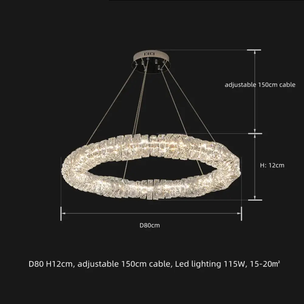 Sophisticated Crystal LED Pendant Lights - Dimmable, Ideal for Living and Dining Rooms - Luxurious Ring Design