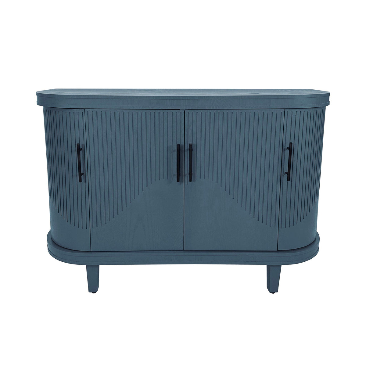 Curved Sideboard Wooden Console Table with Adjustable Shelves - Blue