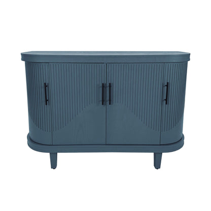 Curved Sideboard Wooden Console Table with Adjustable Shelves - Blue