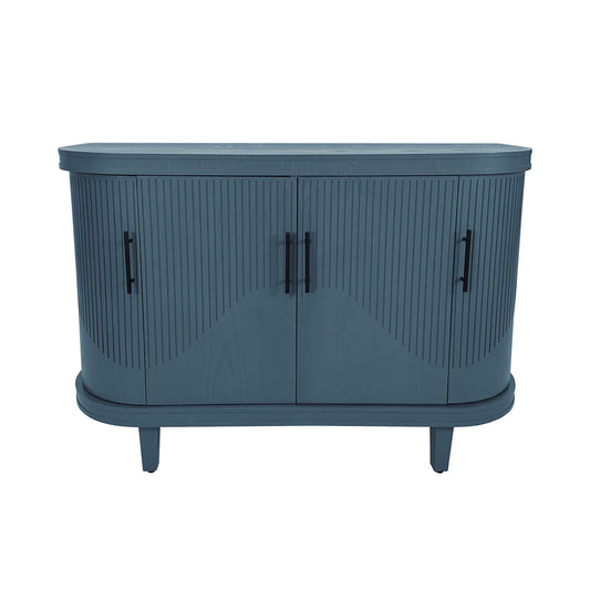 Curved Sideboard Wooden Console Table with Adjustable Shelves - Blue