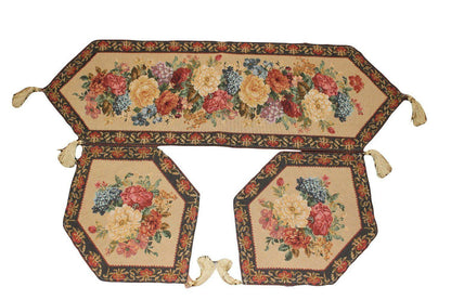 Tache Set of 3 Colorful Country Rustic Floral  Morning Awakening Table Runner Set (3089B)