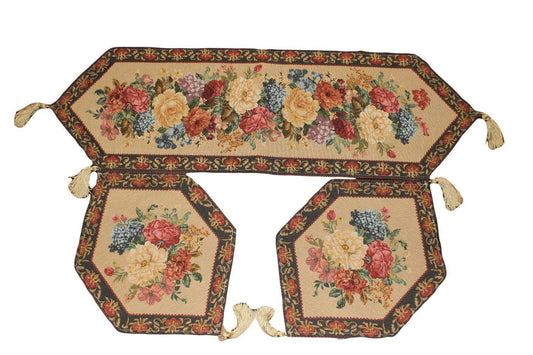 Tache Set of 3 Colorful Country Rustic Floral  Morning Awakening Table Runner Set (3089B)