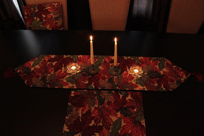 Tache Warm Colorful Thanksgiving Leaves Fall Foliage Tapestry Table Runners (11516)