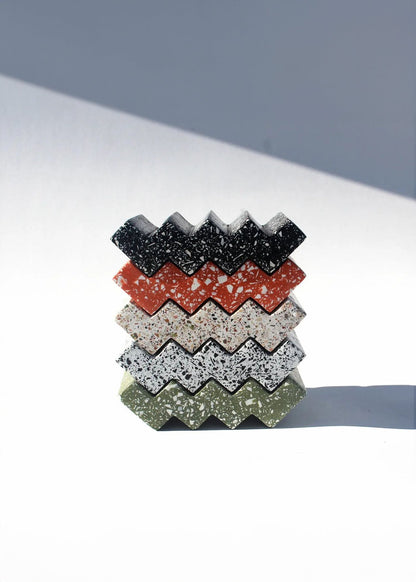 Zig-Zag Olive Green Terrazzo Soap Dish