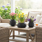 Handcrafted Textured Outdoor Matte Black Planters, Set of 3
