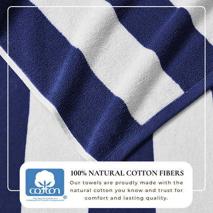 Cotton Velour Cabana Stripe Beach Towel - Novia Collection.