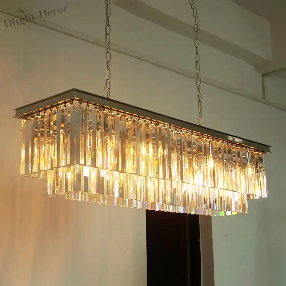 Timeless American Classic Crystal LED Chandeliers - Illuminate and Elevate Your Space with High-Quality Rectangular Lighting for Foyers, Living Rooms, and Dining Rooms