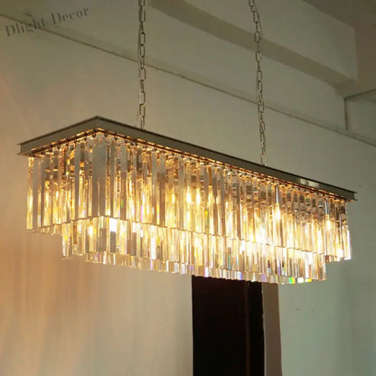 Timeless American Classic Crystal LED Chandeliers - Illuminate and Elevate Your Space with High-Quality Rectangular Lighting for Foyers, Living Rooms, and Dining Rooms