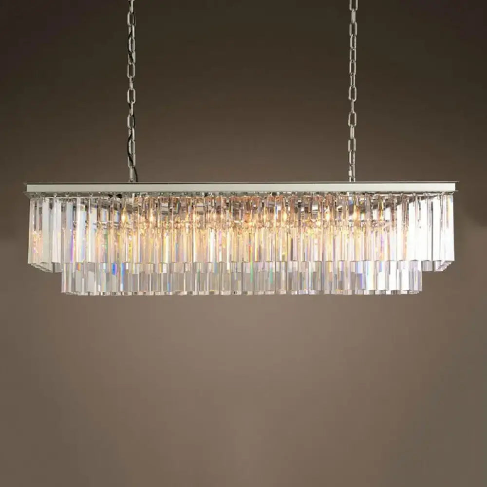 Timeless American Classic Crystal LED Chandeliers - Illuminate and Elevate Your Space with High-Quality Rectangular Lighting for Foyers, Living Rooms, and Dining Rooms