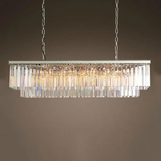 Timeless American Classic Crystal LED Chandeliers - Illuminate and Elevate Your Space with High-Quality Rectangular Lighting for Foyers, Living Rooms, and Dining Rooms
