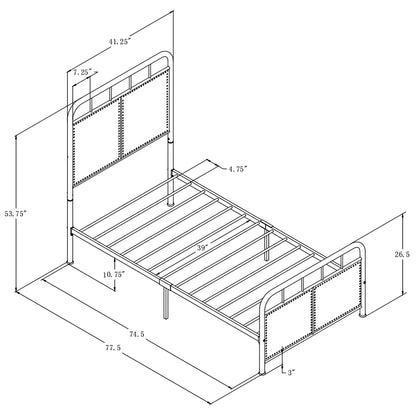 Twin Size Linen Upholstered Platform Metal Bed Frame