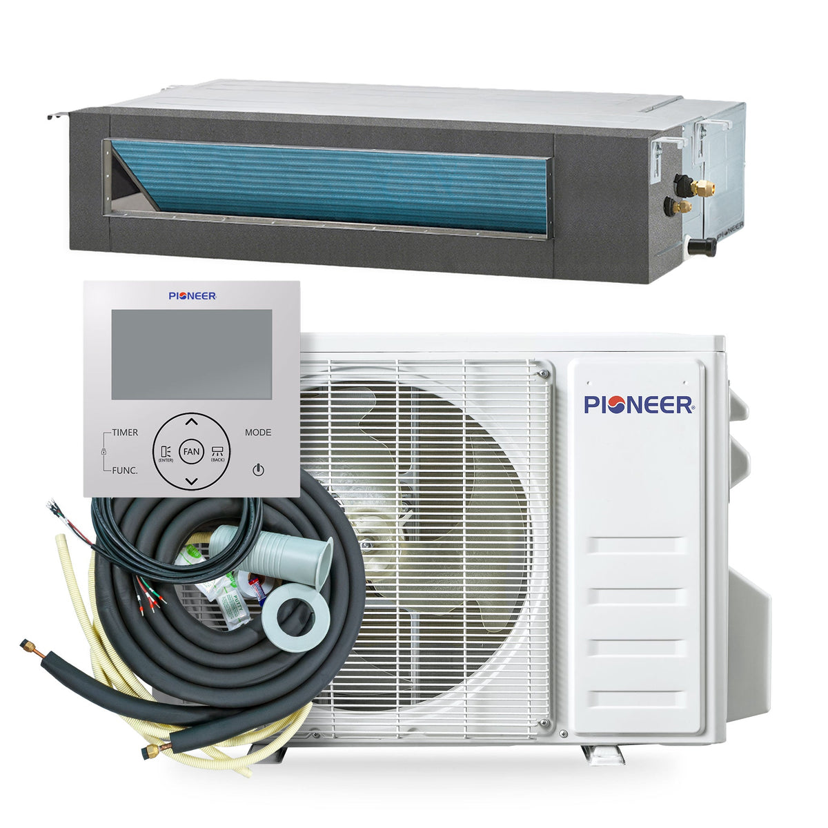 Pioneer Quantum Ultra 17,000 BTU 20 SEER2 230V Ceiling Concealed Ducted Mini-Split Air Conditioner Inverter Heat Pump Full Set – view 3