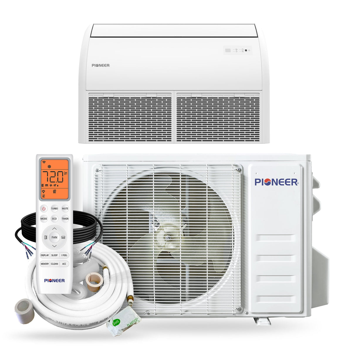 Pioneer Quantum Ultra 22,200 BTU 20 SEER2 230V Floor/Ceiling/Low-Wall Ductless Mini-Split Air Conditioner Inverter Heat Pump Full Set