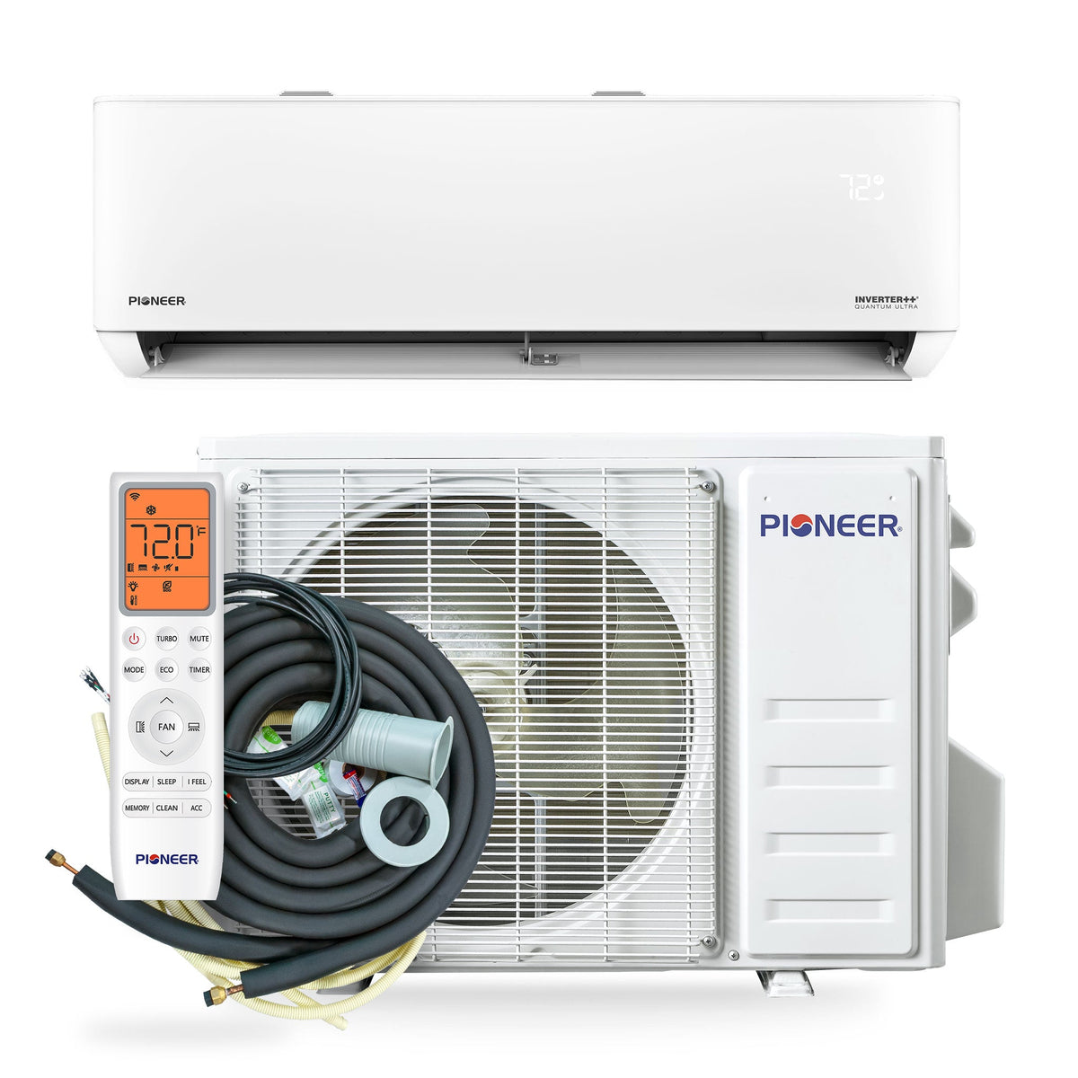 Pioneer Quantum Ultra 12,000 BTU 24 SEER2 230V High-Wall Ductless Energy-Star Mini-Split Air Conditioner Inverter Heat Pump Full Set – view 3