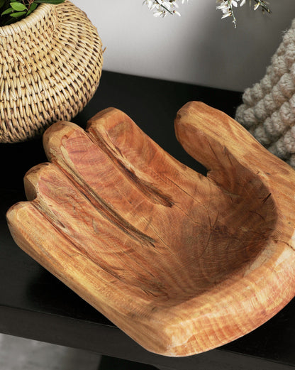 Cupped Hand Natural Eucalyptus Wood Bowl Sculpture