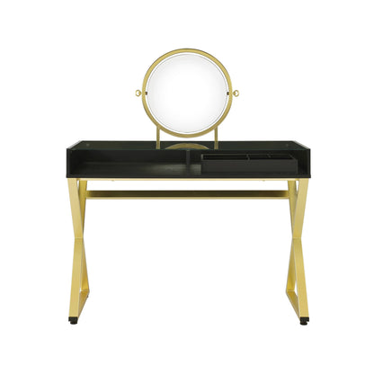 Black & Gold Finish Vanity Desk