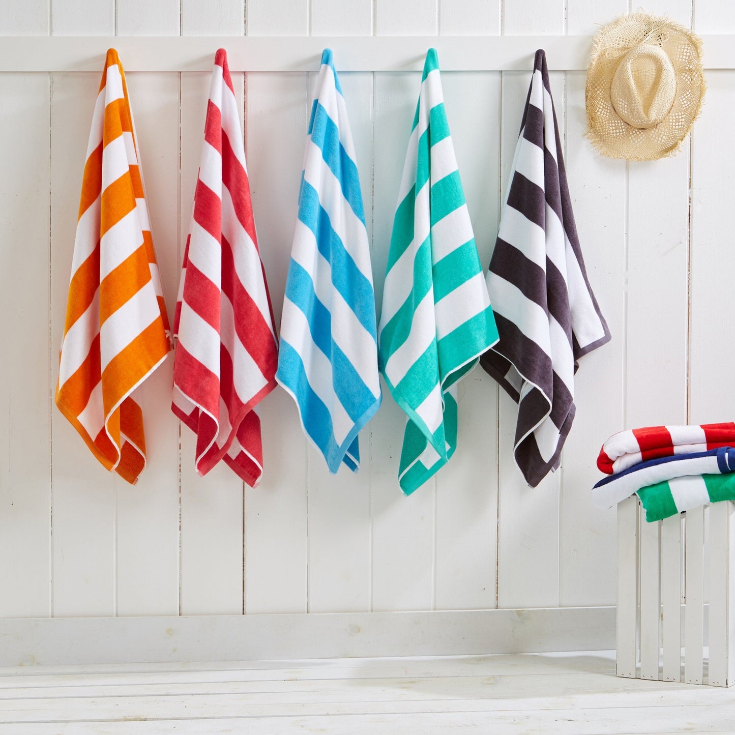 Cotton Velour Cabana Stripe Beach Towel - Novia Collection.