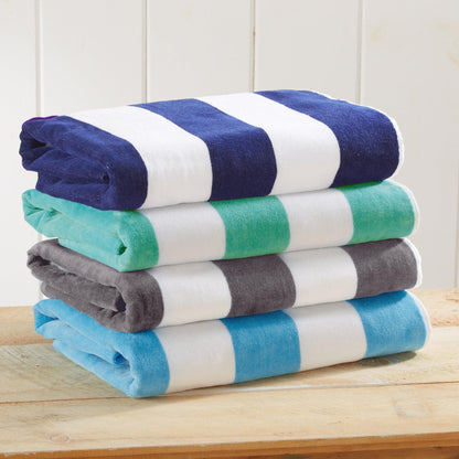 Cotton Velour Cabana Stripe Beach Towel - Novia Collection.
