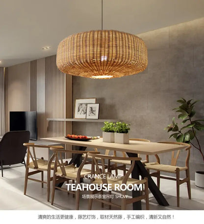 Vintage Retro Rattan Pendant Light | Dining Room Lighting