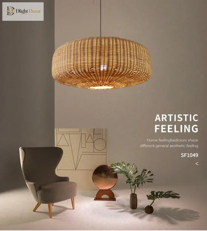 Vintage Retro Rattan Pendant Light | Dining Room Lighting