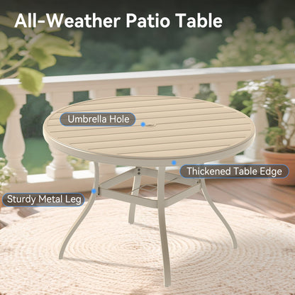 Sandstone 7-Piece Patio Dining Set with Metal Table - Waterproof Seats