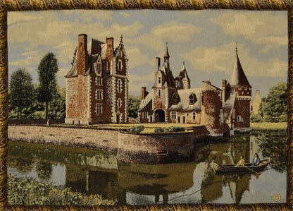 Tache Chateau du Moulin Tapestry Victorian Summertime Manor Landscape Woven Wall Hanging (3562HL2)