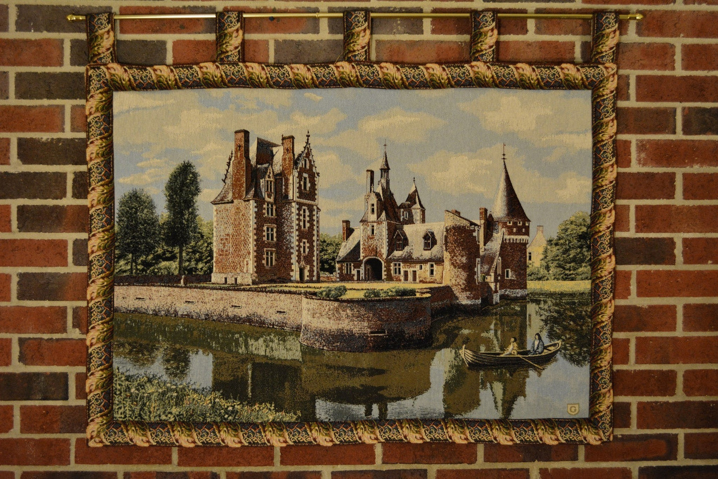 Tache Chateau du Moulin Tapestry Victorian Summertime Manor Landscape Woven Wall Hanging (3562HL2)