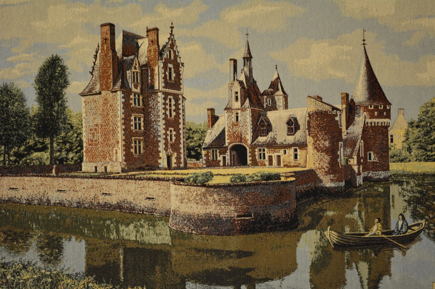 Tache Chateau du Moulin Tapestry Victorian Summertime Manor Landscape Woven Wall Hanging (3562HL2)