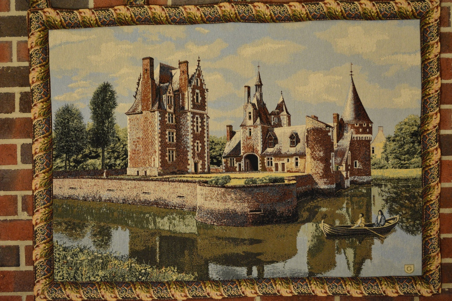 Tache Chateau du Moulin Tapestry Victorian Summertime Manor Landscape Woven Wall Hanging (3562HL2)