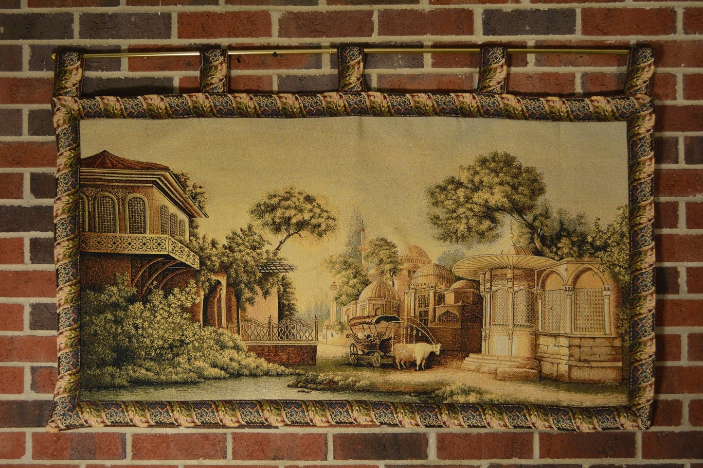 Tache Tapestry Middle Eastern Golden Palace Landscape Wall Hanging Art Mural 27 x 49 (351)