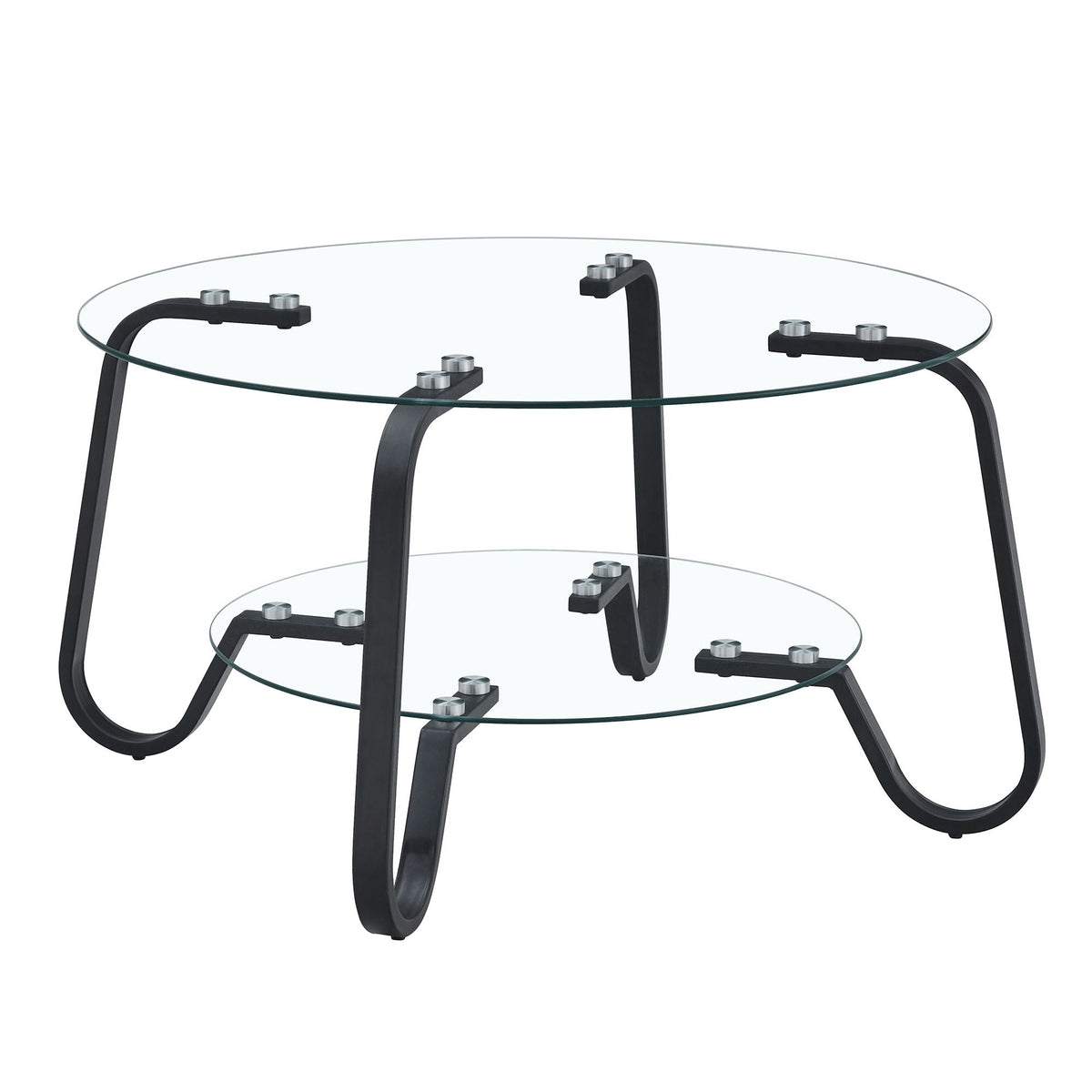 Double Layer Coffee Table with Double-Layer Glass - Pearl Silver, Gold, or Black
