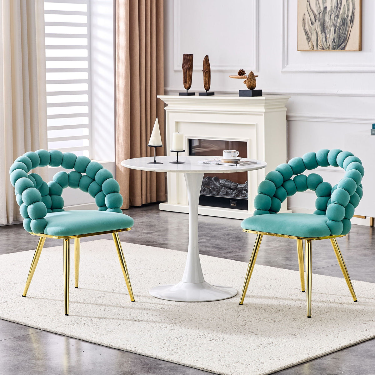 Puffy Bubble Ball Chain Chairs for Dining Room - Light Blue or Yellow