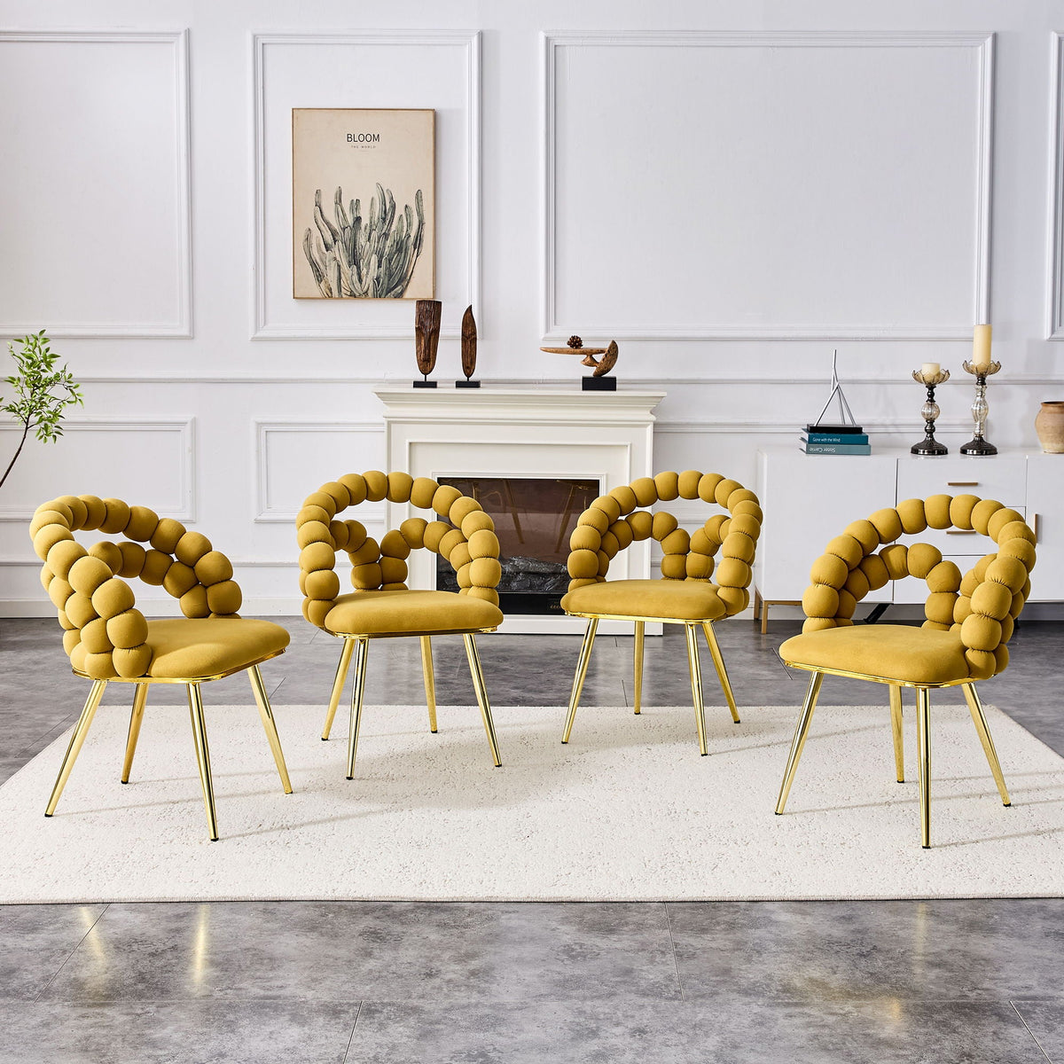 Puffy Bubble Ball Chain Chairs for Dining Room - Light Blue or Yellow